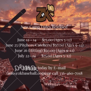 2024 ZK YOUTH BASEBALL CAMP DATES RELEASED